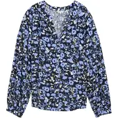 Tom Tailor Klassische Bluse , Damen, Gr. 38, blau (blau autumn floral design), Obermaterial: 100% Viskose, mit Knopf,Ärmel mit Ärmelschlitz, Blusen Klassische Bluse