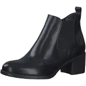 Tamaris Damen Chelsea Boot Stiefelette Leder Budapester Lochmuster Blockabsatz 1-25301-43, Größe:40 EU, Farbe:Schwarz