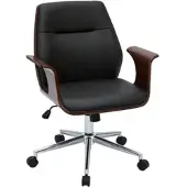 Miliboo Design-Bürostuhl schwarz und dunkles Holz RUFIN