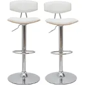 Miliboo Design-Barhocker weiß mit hellem Holz (2er-Set) VASCO
