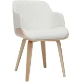 Miliboo Design-Stuhl weiß und helles Holz LUCIEN
