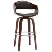 Miliboo Design-Barhocker drehbar schwarz und dunkles Holz H67.5 cm GAO