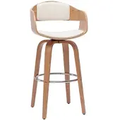 Miliboo Design-Barhocker drehbar weiß und helles Holz H67.5 cm GAO