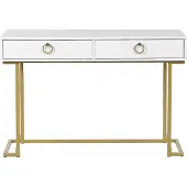Beliani Konsolentisch Weiß /Gold aus MDF-Platte Metalgestell Rechteckig Wohnzimmer Schlafzimmer Flur Modernes Design Glamour-Stil