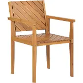 Beliani Gartenstuhl 4er Set Hellbraun Akazienholz mit Armlehnen Lehne Modern Esszimmer Terasse Balkon Außen Wohnzimmer Ausstattung Gartenzubehör Möbel