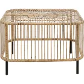 Beliani Garten Beistelltisch Naturfarben Rattan Quadratisch 67x67 cm Geflochten Boho-Stil Couchtisch Wohnzimmertisch Sofatisch Outoor Terrasse Balkon