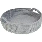 Beliani Tierbett Grau / Weiß ø 45 cm Hundekissen aus Polyester für Hunde, sowie Katzen Wohnzimmer Flur Schlafzimmer Kuschelig Oval Modern