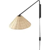 Beliani Wandleuchte Natürlich Rattan Kegelform 1-Flammig Verstellbarer Arm und Schirm Kabel mit Schalter Modern Boho Beleuchtung Leuchte Wanddeko