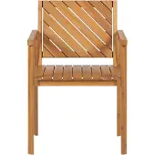 Beliani Gartenstuhl Hellbraun Akazienholz mit Armlehnen Lehne Modern Esszimmer Terasse Balkon Außen Wohnzimmer Ausstattung Gartenzubehör Möbel
