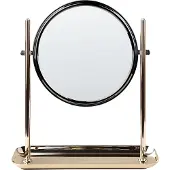 Beliani Kosmetikspiegel in Gold aus Eisen ø 20 cm Doppelseitig mit Vergrößerungsspiegel Tischspiegel Schminkspiegel für Konsolentisch Schminktisch