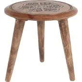 Beliani Beistelltisch 2er Set Dunkelbraun Mango Holz Rund Dreibeinig Geschnitzt Handgefertigt Boho Couchtisch Wohnzimmer Ausstattung Möbel Zubehör