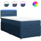 vidaXL Boxspringbett mit Matratze Blau 100x200 cm Stoff