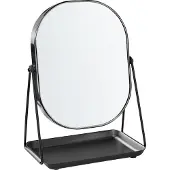 Beliani Schminkspiegel Schwarz Metall 20 x 22 cm Frisiertisch doppelseitiger Vergrößerungsspiegel Dekorativ