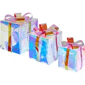 Beliani Indoor LED Weihnachtsbeleuchtung 3er Set Mehrfarbig Kunststoff Geschenkform mit USB-Anschluss zum Aufstellen für Innen Deko Adventsdekoration