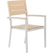 Beliani Gartenstuhl 6er Set Beige und Weiß Aluminium Kunstholz mit Hohen Armlehnen Modern für Terrasse Garten Balkon Ausstattung Sitzmöbel