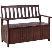 Beliani Gartenbank Mahagonibraun Akazienholz 120 cm mit Armlehnen Stauraum Modern Rustikal Garten Terrasse Wintergarten Ausstattung Sitzmöbel Outdoor