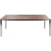 Beliani Gartentisch Hellbraun es Teakholz und Edelstahl für 6 Personen Rechteckig 200 x 90 cm Modern Outdoor Terrasse Ausstattung Möbel