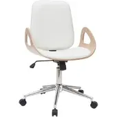 Miliboo Design-Bürostuhl weiß und helles Holz GLORY