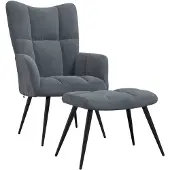 vidaXL Relaxsessel mit Hocker Dunkelgrau Samt