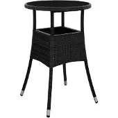 vidaXL Gartentisch Ø60x75 cm Hartglas und Poly Rattan Schwarz