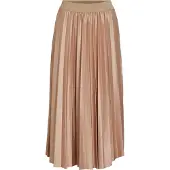 Vila Plisseerock "VINITBAN SKIRT - NOOS", Damen, Gr. M (38), beige (sandshell), Web, Obermaterial: 96% Polyester, 4% Elasthan, unifarben, regular fit knieumspielend, Röcke Plisseerock, Materialmix