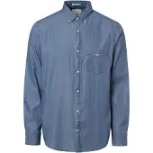 Gant für Herren. 3000400 Hemd Regular Fit blau (L), Lässig, Baumwolle, Klassisch, Langarm
