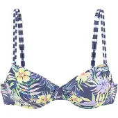 Venice beach Bikini-Oberteil "Summer" in Dunkelblau/ Gelb - 42F-Cup