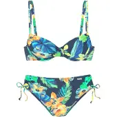 LASCANA Bügel-Bikini , Damen, Gr. 44, Cup C, blau (nachtblau), Microfaser, Microfaser, Polyamid, bedruckt, geblümt, Bikini-Sets Bügel-Bikini, sommerlich bedruckt