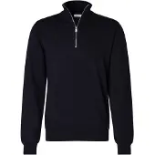 Seidensticker Stehkragenpullover "Schwarze Rose", Herren, Gr. XL, blau (dunkelblau), 100% Wolle, unifarben, regular fit, ohne Ausschnitt, Pullover Stehkragenpullover, Quarter Zip Uni