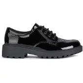 Geox J Casey Atmungsaktive K derschuhe zum Schnüren schwarzem Lack – undefined / Schwarzes Patent