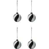 House Doctor - Coil Ornament, Ø 8 cm, schwarz / weiß (4er-Set)