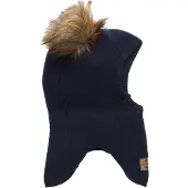 Mikk-Line Schlupfmütze Merinowolle mit Bommel, Blue Night, 62-68