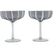 OYOY Living Mizu Coupe Glas, grau, 14 cm, 2er-Set - Living Design Living Design, Mizu Coupe, Grau, für Küche, Glas, Design