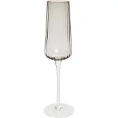 Beliani Sektgläser 4er Set Transparent Hellgrau Geriffeltes Design 230 ml 23 cl Fassungsvermögen Mundgeblasen Champagnergläser Sektflöten Glaswaren