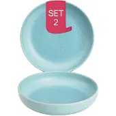James Cooke Bliss tiefe Teller - 2er-Set, Steingut, Ø 22 cm, hellblau, Seidenglanz
