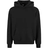 Urban Classics bequemer Herren Hoodie Rippbündchen Kapuze 500 g/m² mit Baumwolle Schwarz