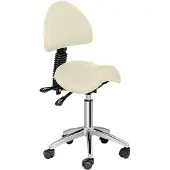 Physa BERLIN Sattel-Kosmetikstuhl mit verstellbarer drehbarer Rückenlehne - beige