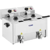Royal Catering Frytownica elektryczna podwójna z kranami spustowymi termostat EGO 2x8L