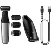 Philips BODYGROOM Series 5000 BG5021/15 Wasserfester Trimmer für Körper und Intimbereich, Nass & Trocken, Keine Wartung – muss nicht geölt werden, Batterie, Schwarz, Silber