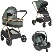 Cangaroo Kinderwagen 2 in 1 Hydra Babywanne Sportsitz Fußabdeckung Moskitonetz grün