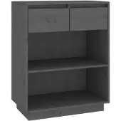 vidaXL Beistellschrank Grau 60x34x75 cm Massivholz Kiefer