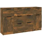 vidaXL 3-tlg. Sideboard-Set Räuchereiche Holzwerkstoff