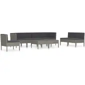 vidaXL 9-tlg. Garten-Lounge-Set mit Auflagen Poly Rattan Grau