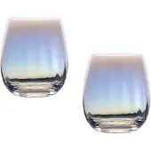 Intirilife Trinkglas Set Regenbogen Schimmer Wellenform