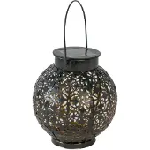 Intirilife Solar Laterne Lampe aus Metall in Schwarz - 15.5 x 16.5 cm - Outdoor Gartenleuchte zur Dekoration für Balkon Garten