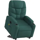 vidaXL Elektrischer Massagesessel mit Aufstehhilfe Dunkelgrün Stoff