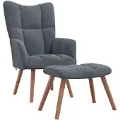 vidaXL Relaxsessel mit Hocker Dunkelgrau Samt
