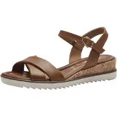 Tamaris Damen Sandale Sandalette sportlich Keilabsatz Riemen gekreuzt 1-28106-42, Größe:41 EU, Farbe:Braun