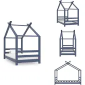 vidaXL Kinder-Bettgestell Grau Massivholz Kiefer 70x140 cm - Baby- & Kleinkinderbetten