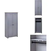 vidaXL Kleiderschrank Grau 80x50x171,5 cm Kiefernholz Panama - Kleiderschränke